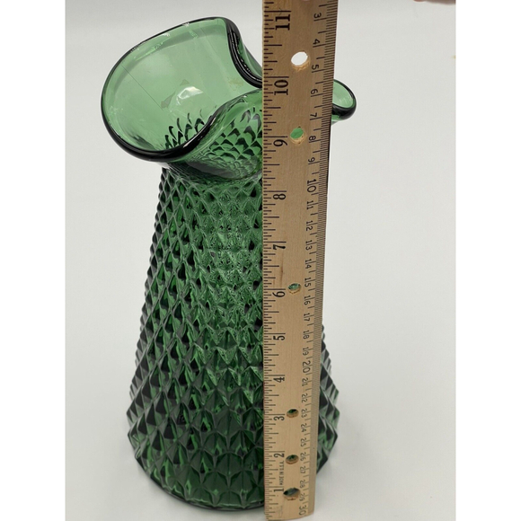 Vintage Verde Green Cottage Mid Century Glass Vase Cottage Core - Picture 7 of 8